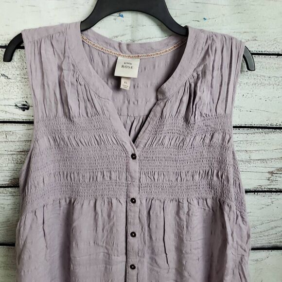 Knox Rose Brand Women's Lavender Sleeveless Tunic With Buttons Size-XL - Picture 2 of 7